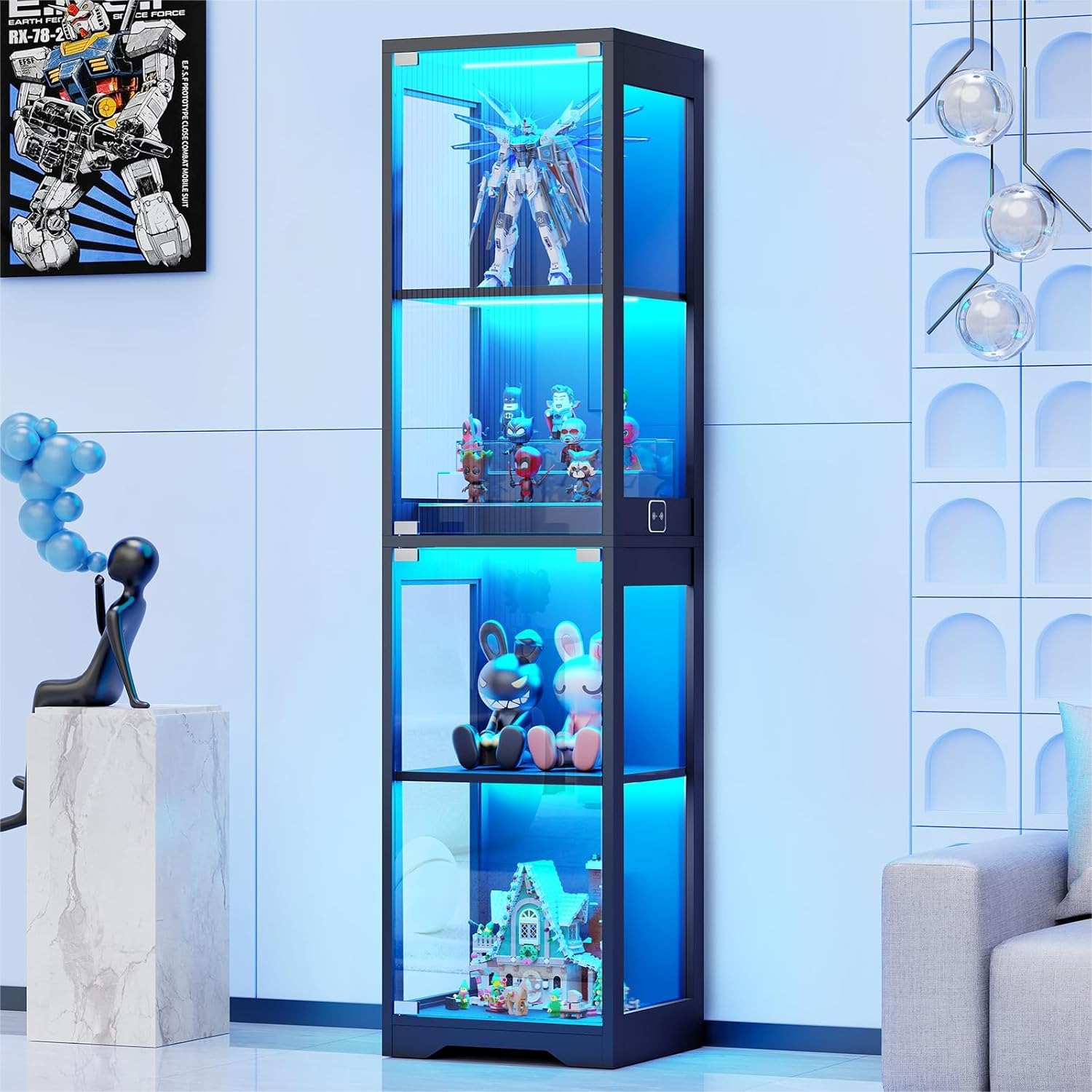 Glass Display Cabinet with 3 C - Glass Cabinet Display avis et prix