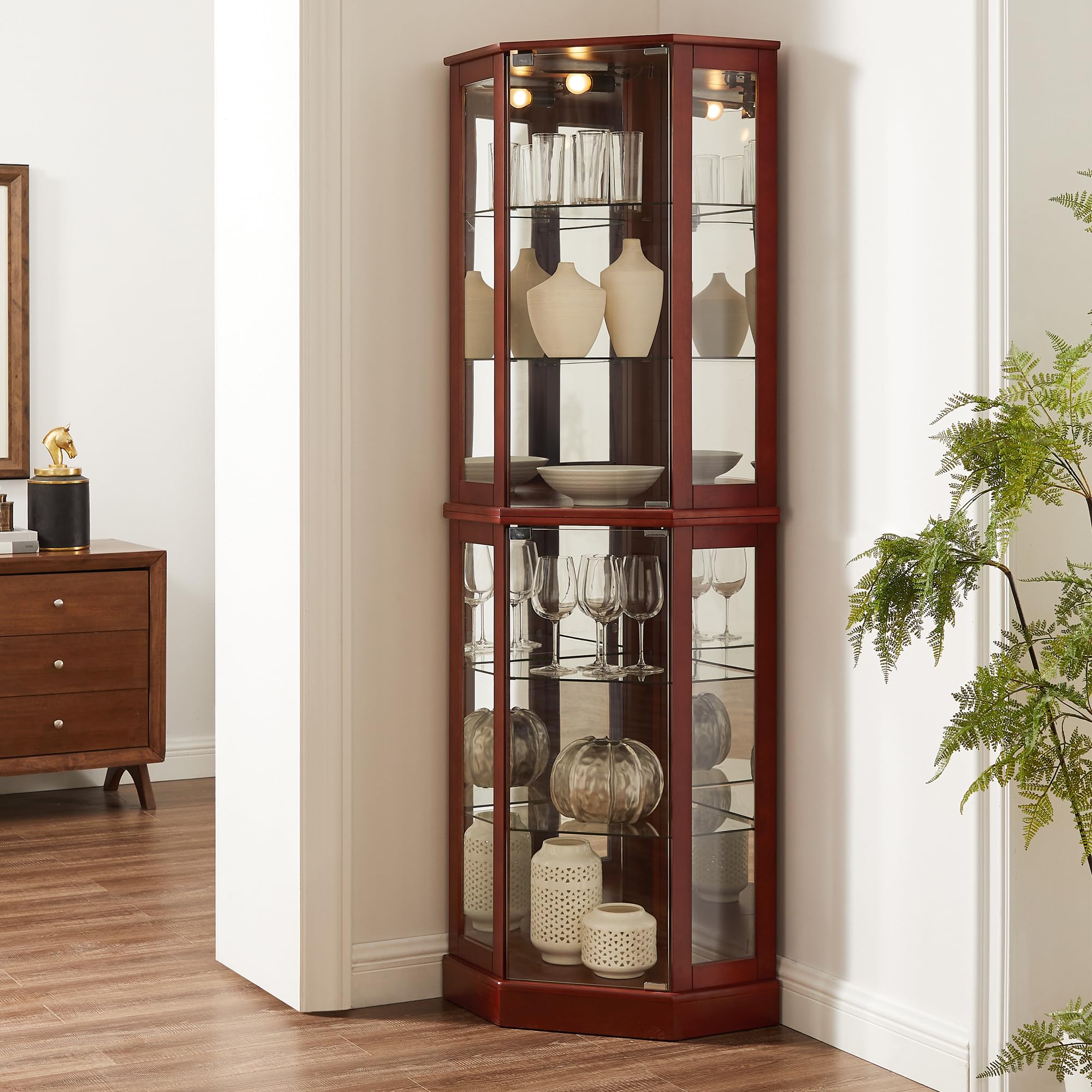 72 Inch Lighted Corner Display - Glass Cabinet Display avis et prix