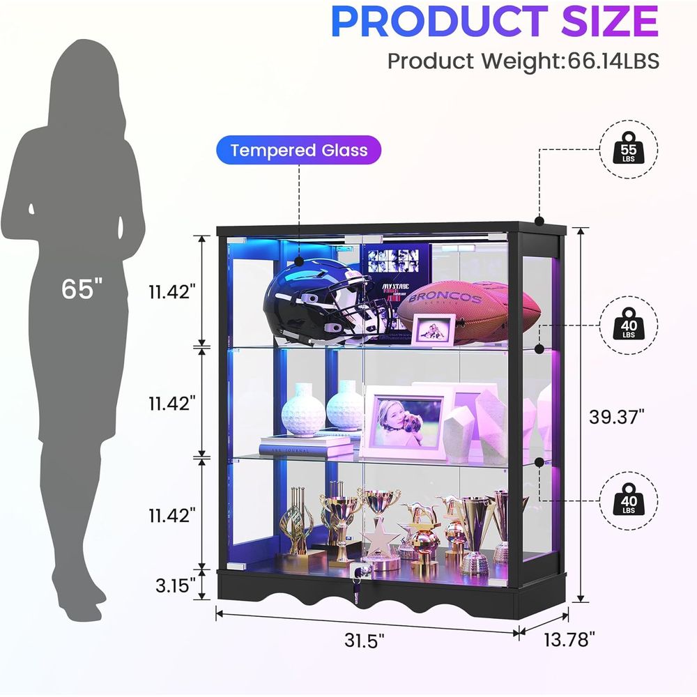 39 Tall Glass Curio Cabinet wi - Glass Cabinet Display avis et prix