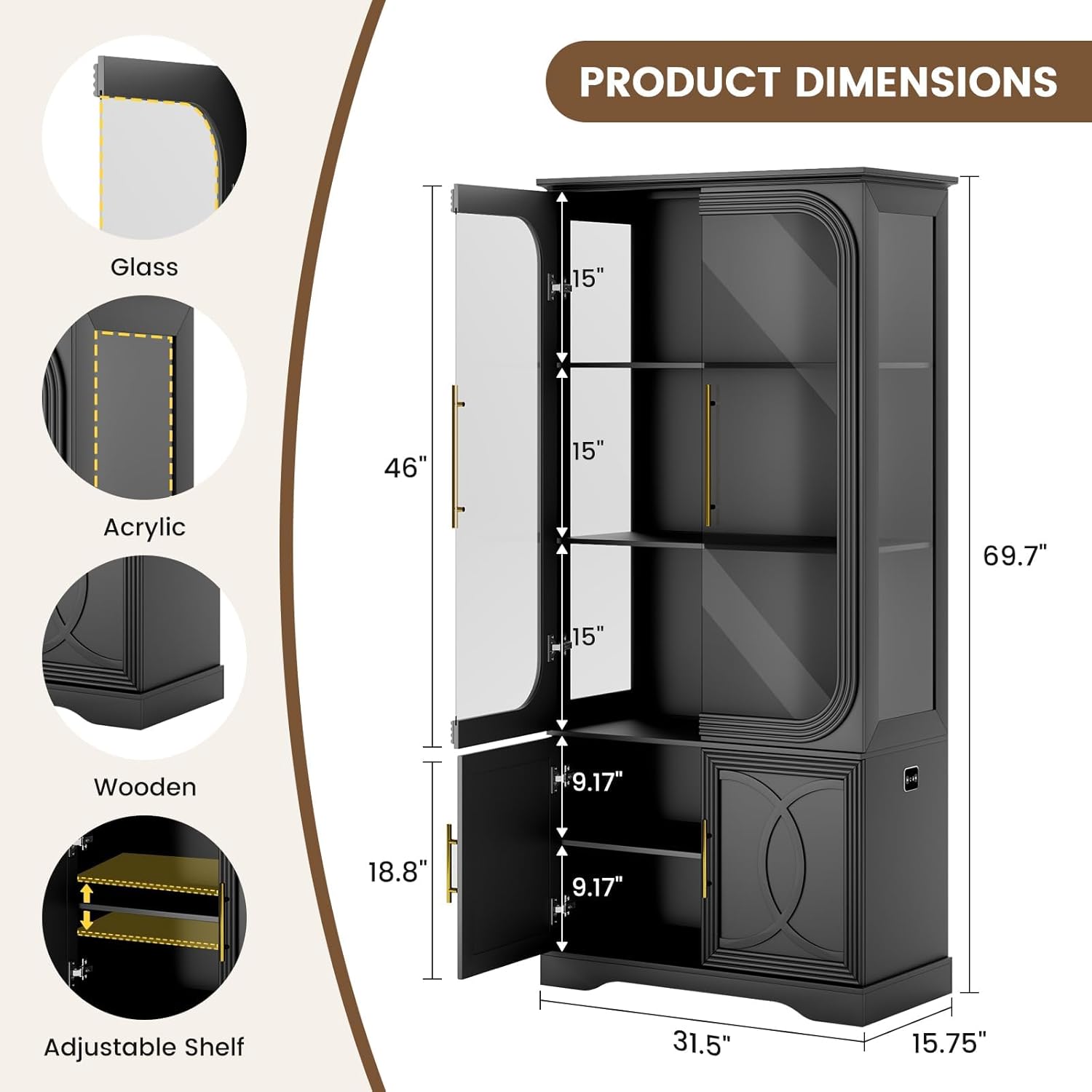 Display Curio Cabinet with Gla - Glass Cabinet Display avis et prix