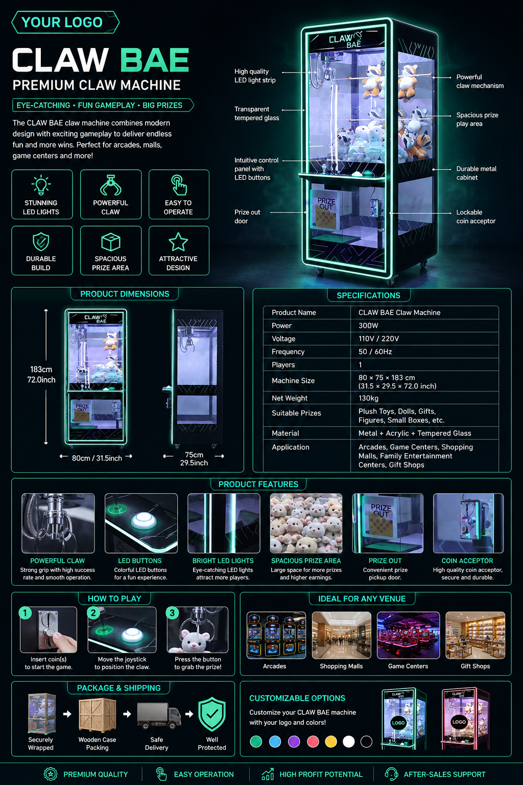Black Claw Machine Modern Arca - Arcade Game Vending Machine avis et prix