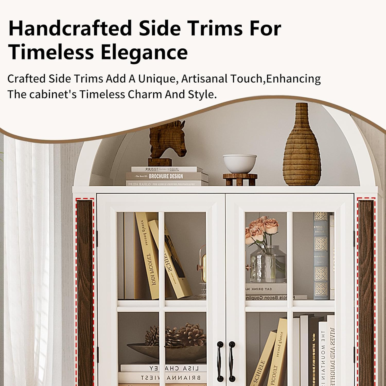 71” Handcrafted Arched Bookcas - Glass Cabinet Display avis et prix
