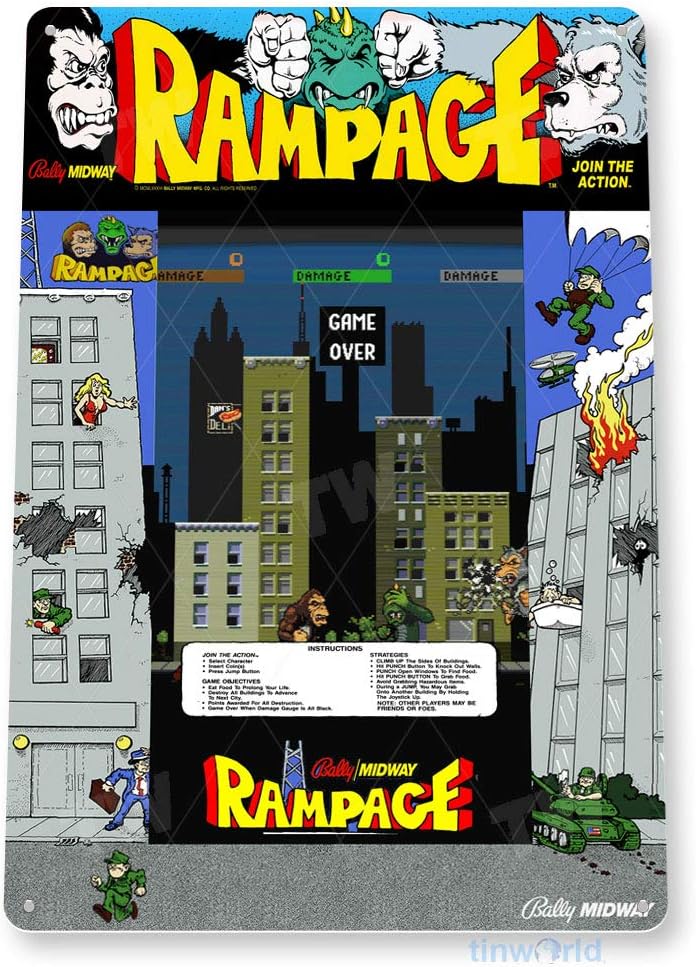 TIN SIGN Rampage Arcade Sign G - Arcade Vibes avis et prix