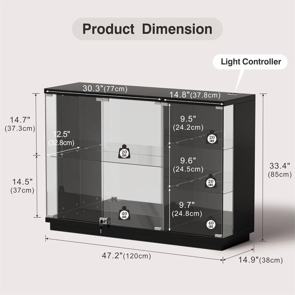 47.2 Wide Glass Display Cabine - Glass Cabinet Display avis et prix
