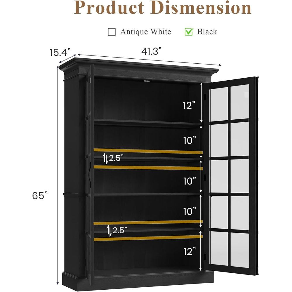 65 Tall Display Cabinet with A - Glass Cabinet Display avis et prix